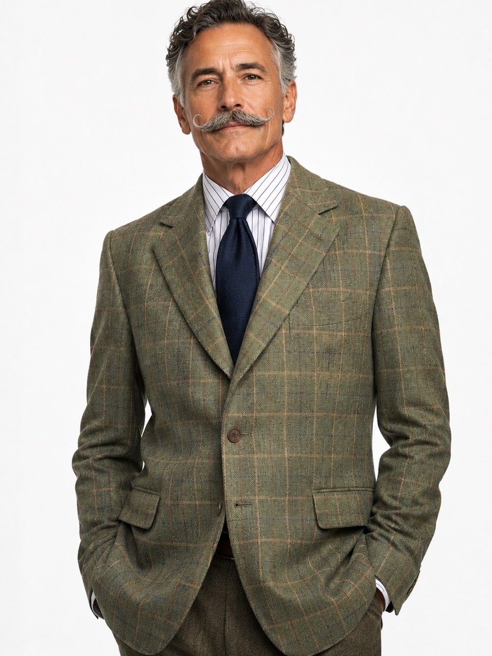 Alan NY Windowpane Sport Coat / Blazer | Tan Plaid | Wool | 44L| Classic Jacket